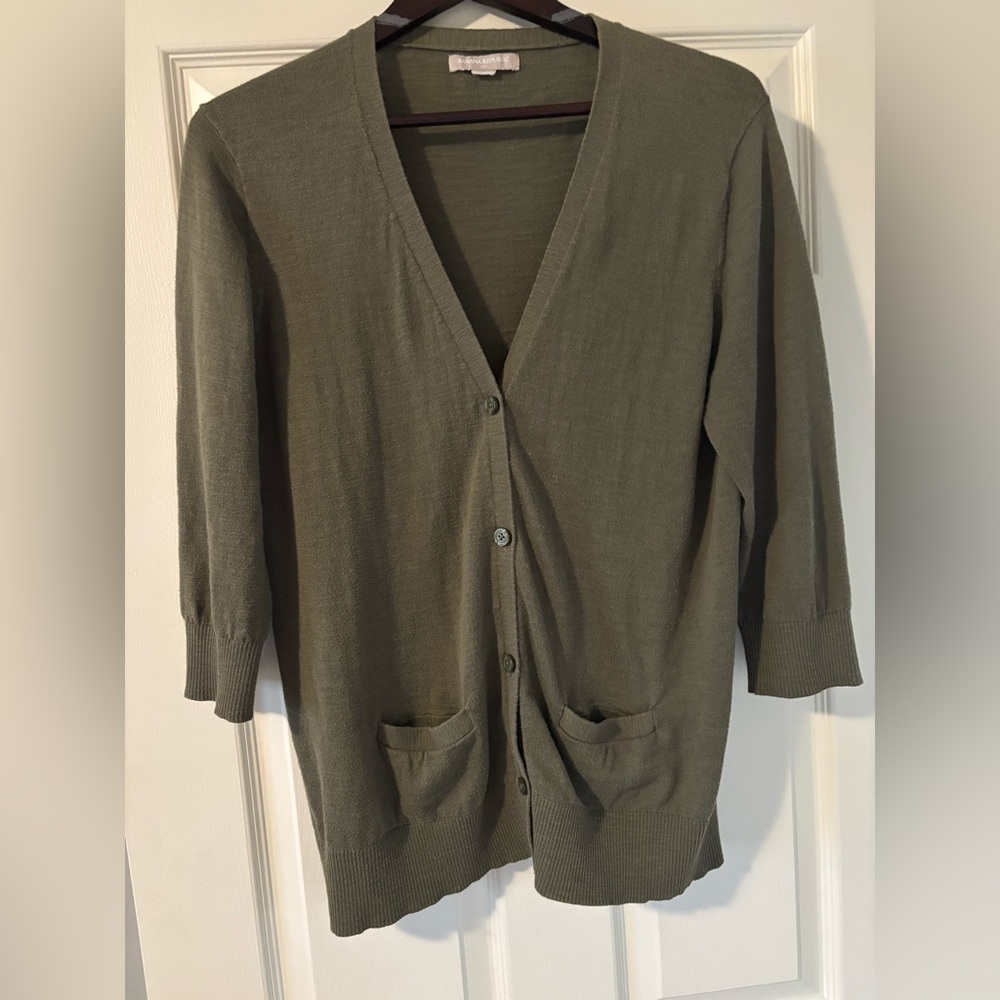 Olive Green Banana Republic Cardigan Sweater